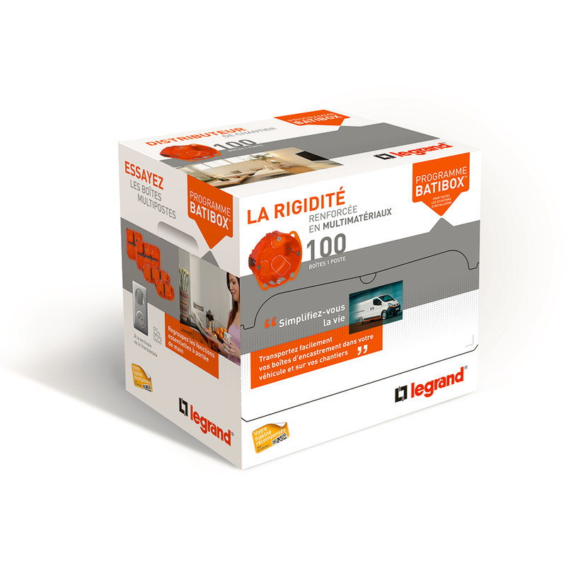 Legrand 080116 - Distributeur de 100 boîtes multimatériaux Batibox profondeur 50mm