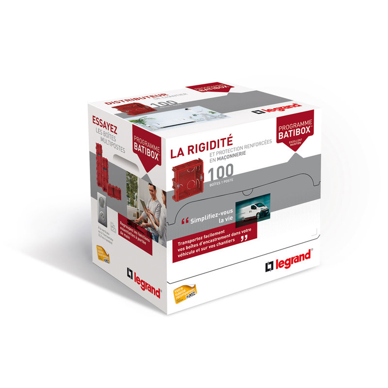Legrand 080117 - Distributeur de 100 boîtes pour maçonnerie Batibox profondeur 40mm