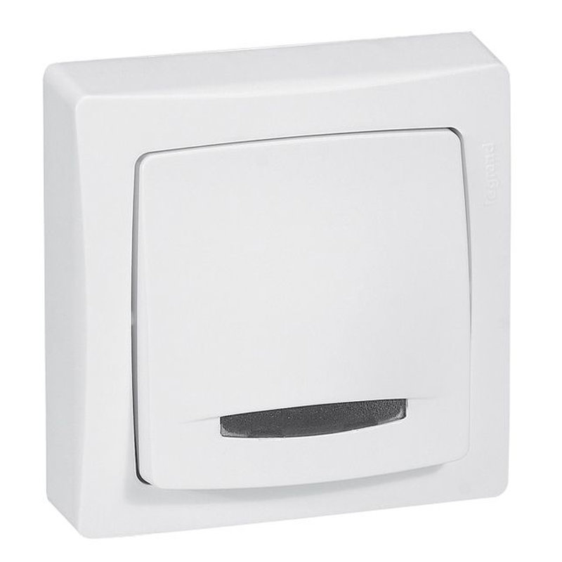 Legrand 086005 - Poussoir à voyant 6A Appareillage saillie complet - blanc