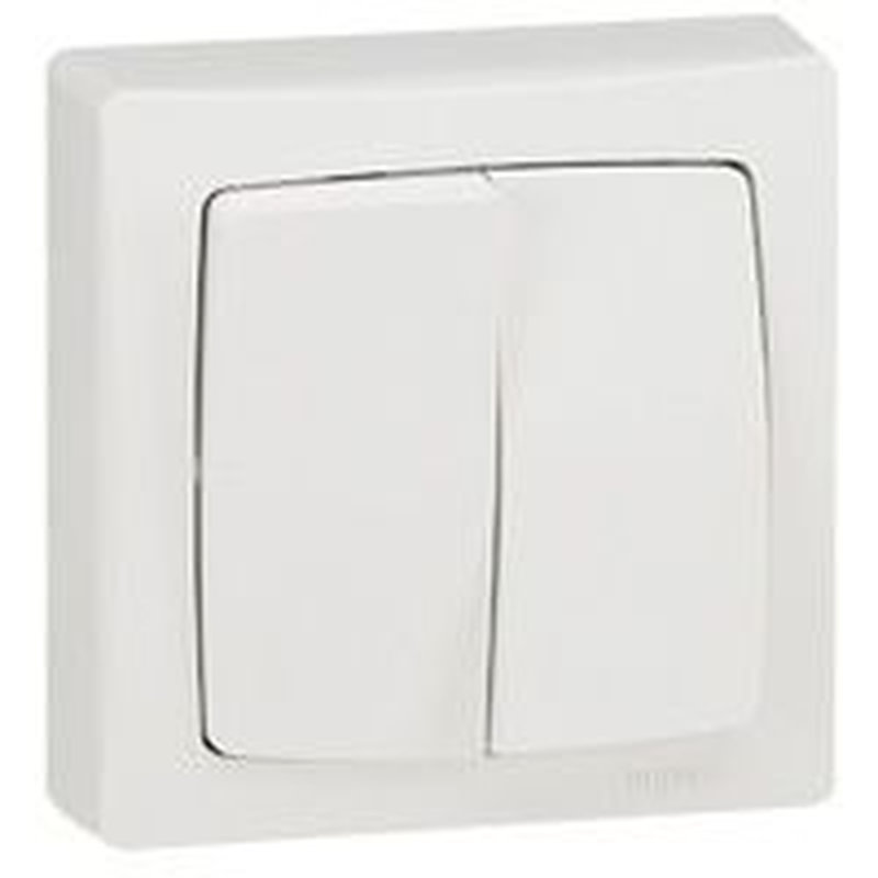 Legrand 086007 - Va-et-vient et poussoir 6A Appareillage saillie complet - blanc