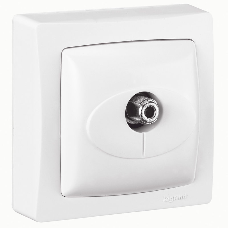Legrand 086053 - Prise télévision simple typeF à visser Appareillage saillie complet - blanc