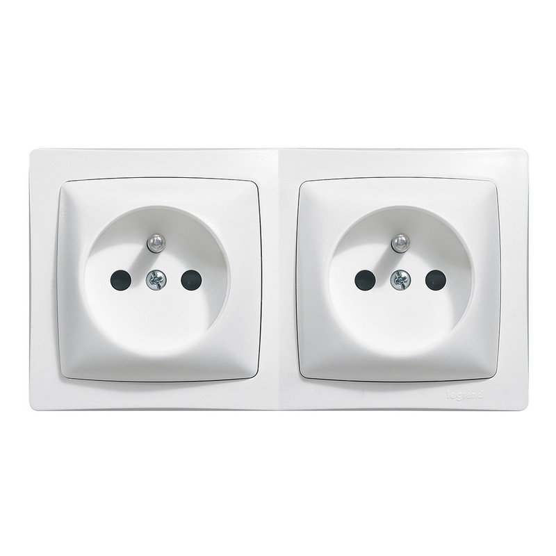 Legrand 086078 - Prise de courant 2x2P+T précâblée Appareillage saillie complet - blanc