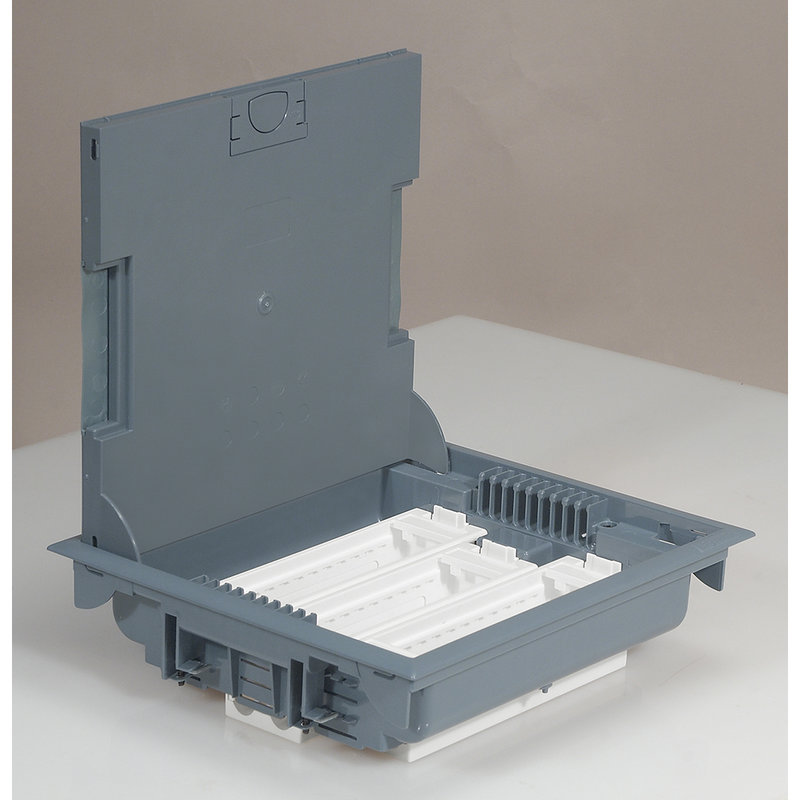 Legrand 089610 - Boîte de sol à équiper hauteur 75-105mm 18 modules - couvercle inox gris