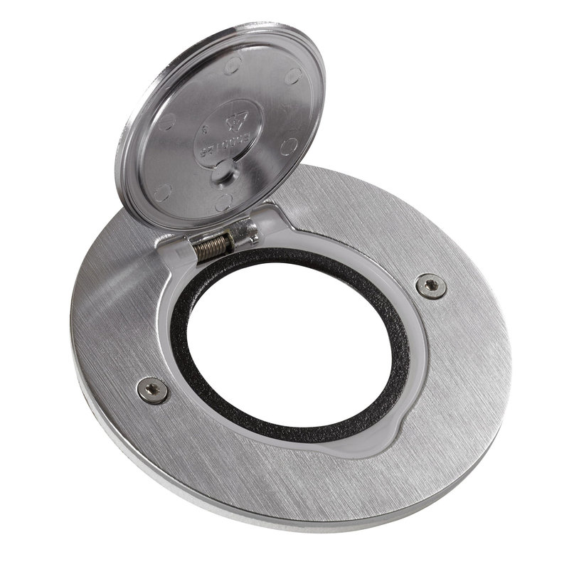 Legrand 089701 - Platine de sol ronde à équiper de mécanisme Mosaic 1 poste - inox brossé