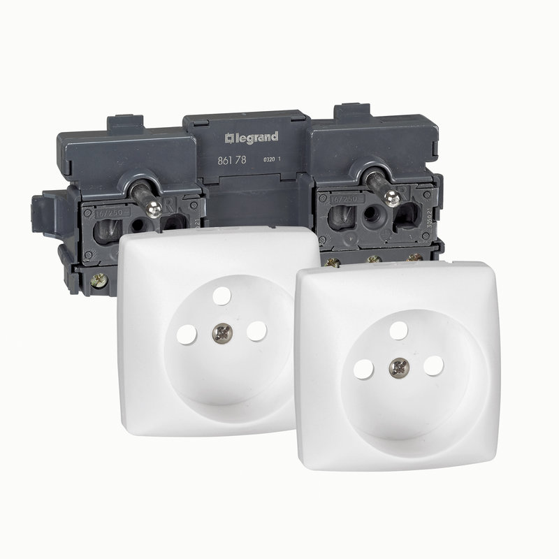 Legrand 086178 - Prise de courant 2x2P+T précâblée Appareillage saillie composable - blanc