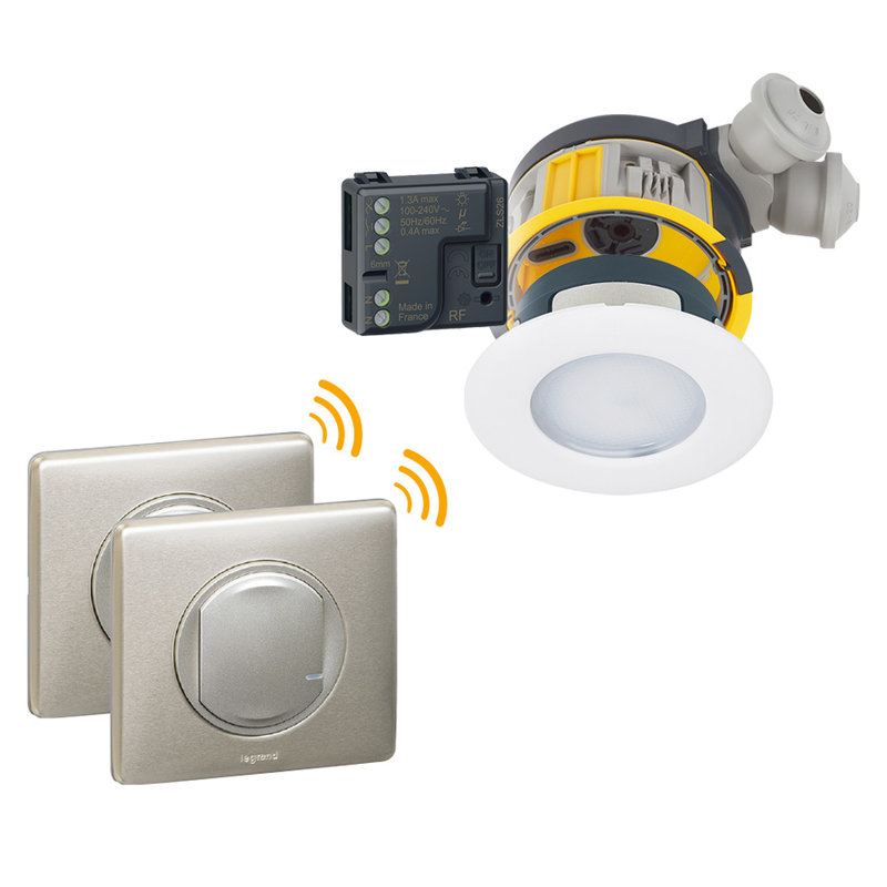 Legrand 088552 - Kit 3 spots dimmable Modul'up + micromodule + 2 cdes Céliane sans fil - titane