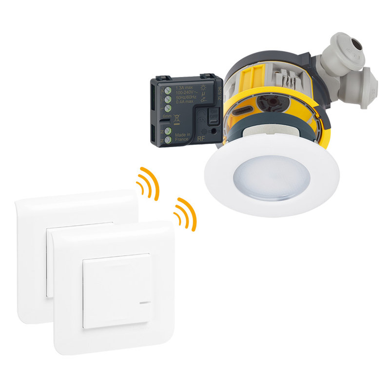 Legrand 088553 - Kit 3 spots dimmable Modul'up complet + micromodule + 2 cdes Mosaic sans fil