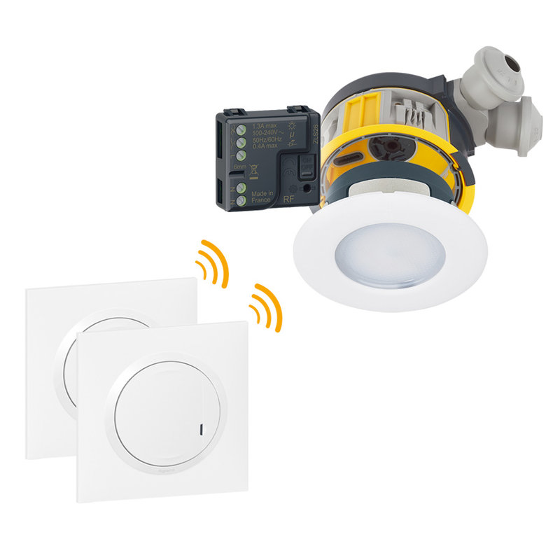 Legrand 088555 - Kit 3 spots dimmable Modul'up complet + micromodule + 2 cdes dooxie sans fil