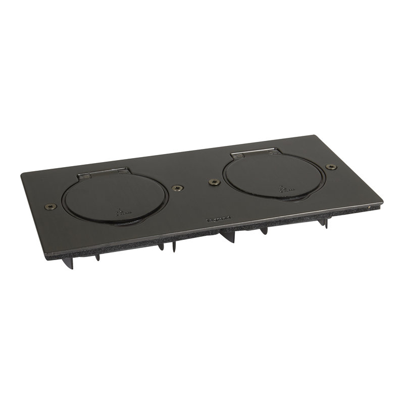 Legrand 089752 - Platine de sol rectangulaire à équiper fonctions 2 postes - acier brun brossé