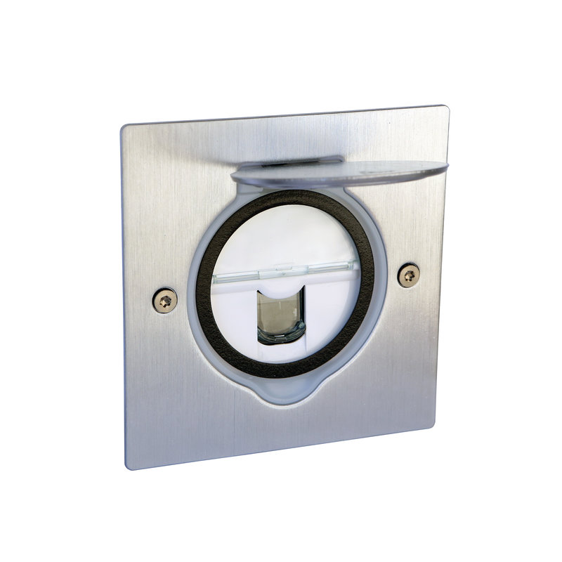 Legrand 089761 - Prise de sol simple RJ45 catégorie 6 FTP avec platine carrée - inox brossé