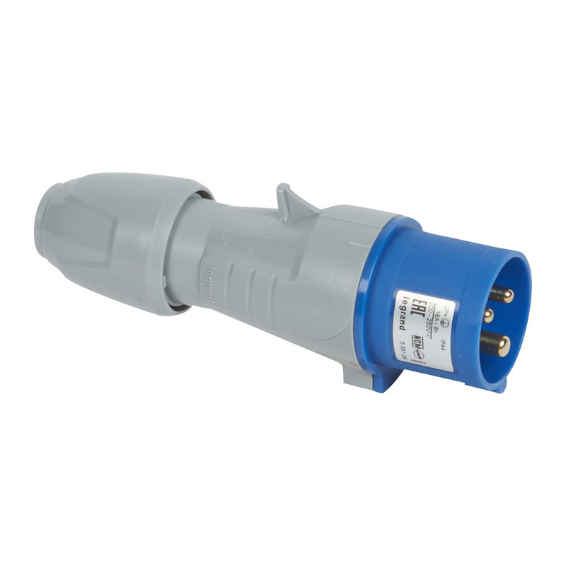 Legrand 090103 - Fiche de puissance mâle avec terre 16A - 230V - droite - IP44 - 3 broches