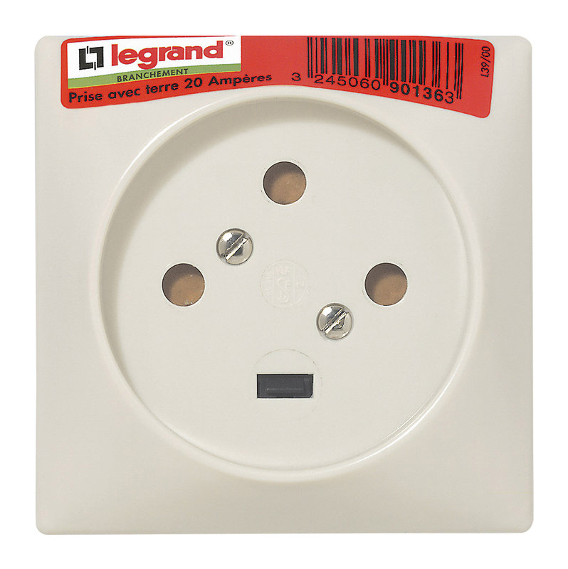 Legrand 090136 - Socle 3P+T à vis avec éclips de protection 80x80mm - étiquette avec Gencod