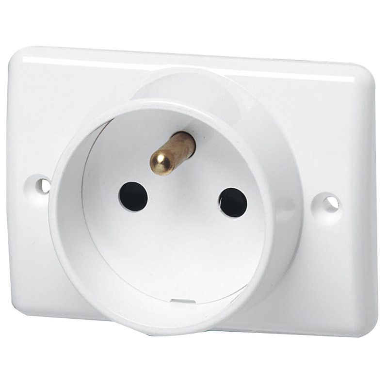 Legrand 090196 - Prise de courant avec terre pour plinthe - Blanc