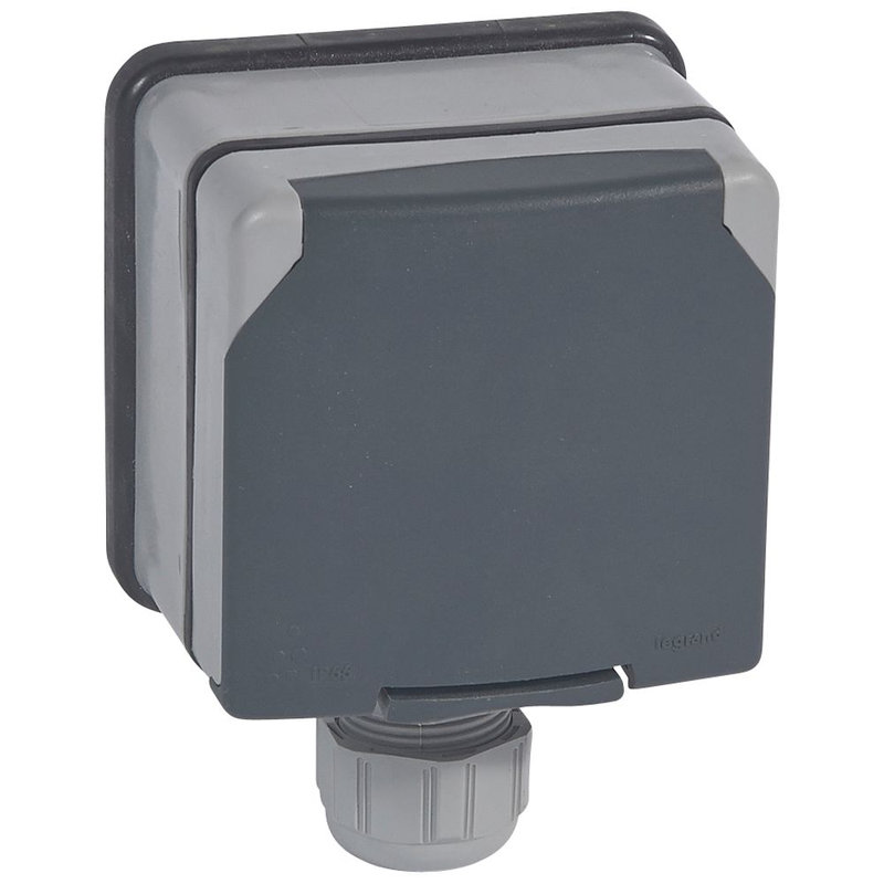 Legrand 090456 - Prise de courant 3P+T - éclips de protection Plexo IP66 complet 20A 400V~ - gris