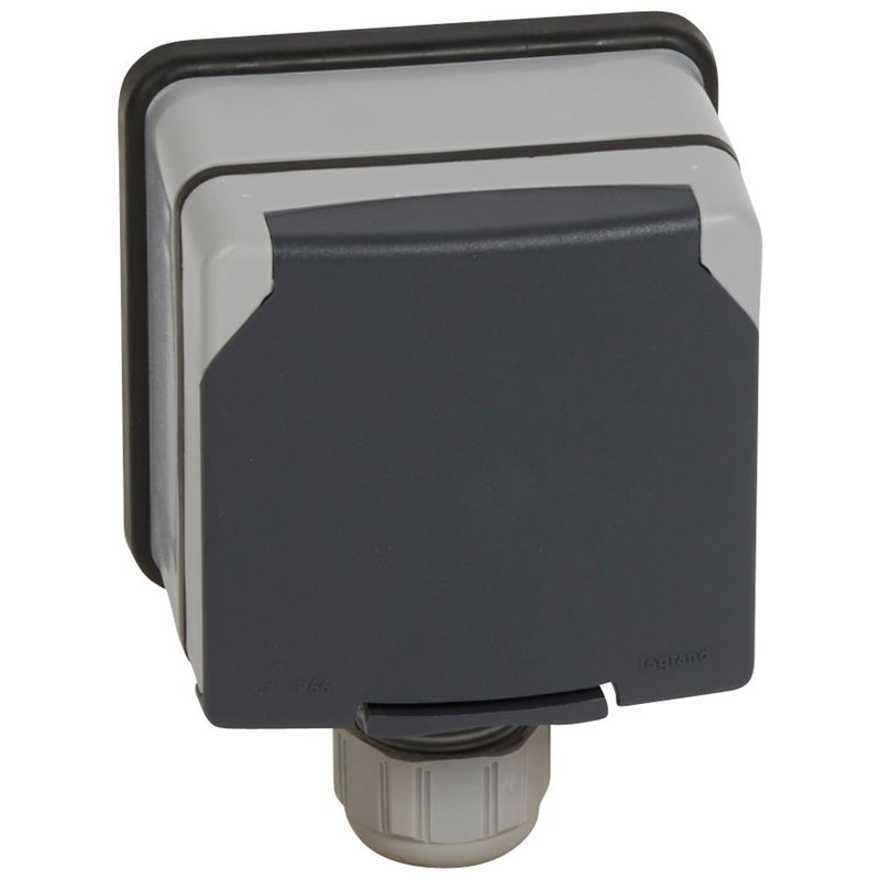 Legrand 090457 - Prise de courant 3P+N+T avec éclips Plexo IP66 complet 20A 400V~ - gris