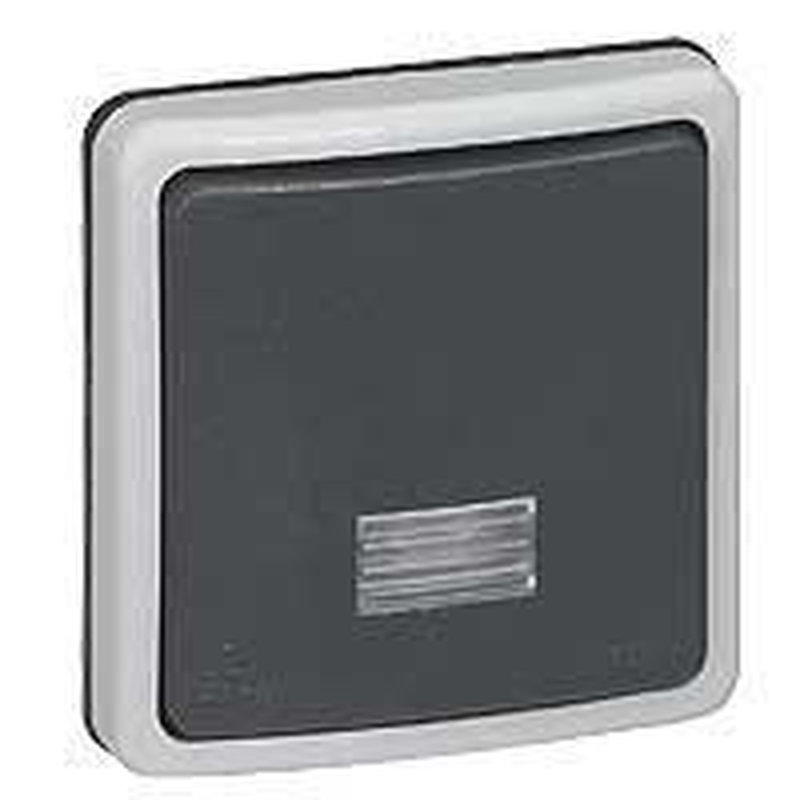Legrand 090482 - Poussoir étanche NO+NF à voyant Plexo IP66 composable 6A 250V~ - gris