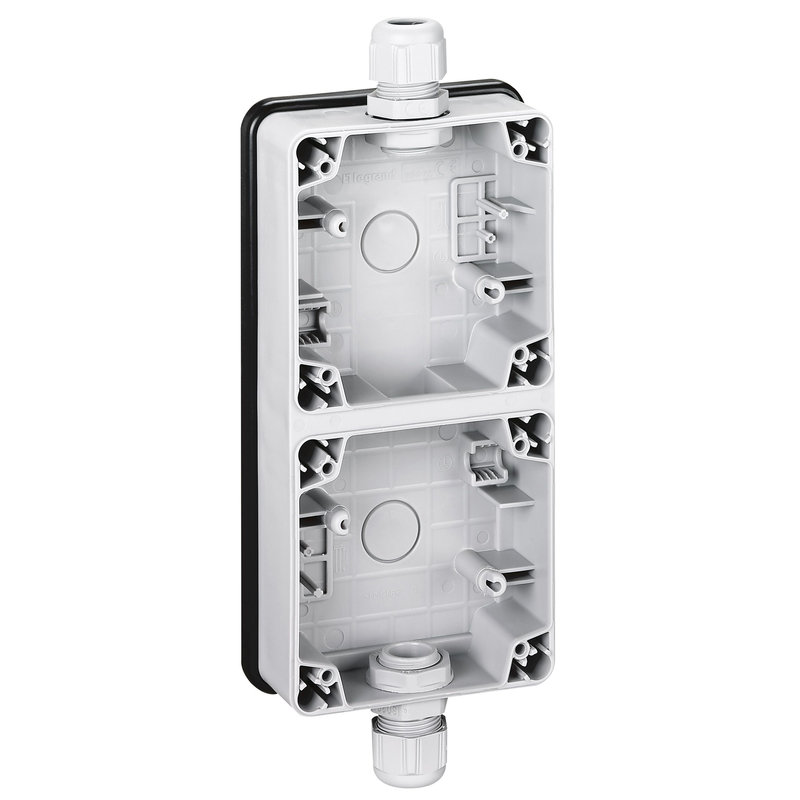 Legrand 090492 - Boîtier étanche 2 postes verticaux Plexo IP66 composable - gris