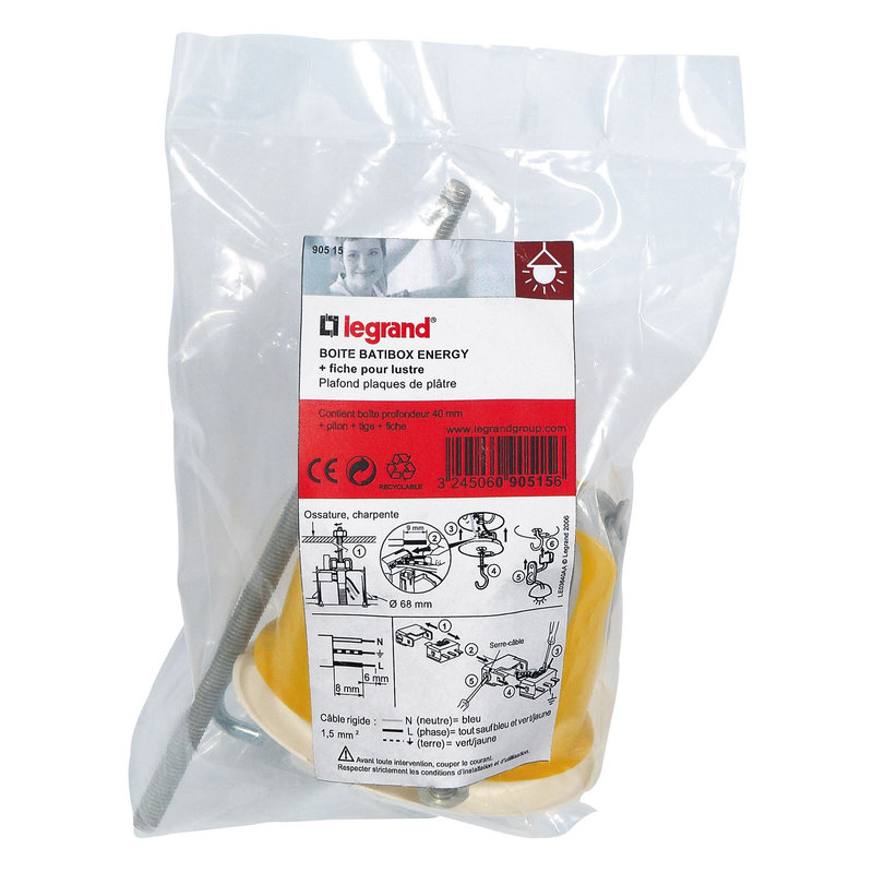 Legrand 090515 - Boite point de centre DCL Eco Batibox - pour plaque de plâtre