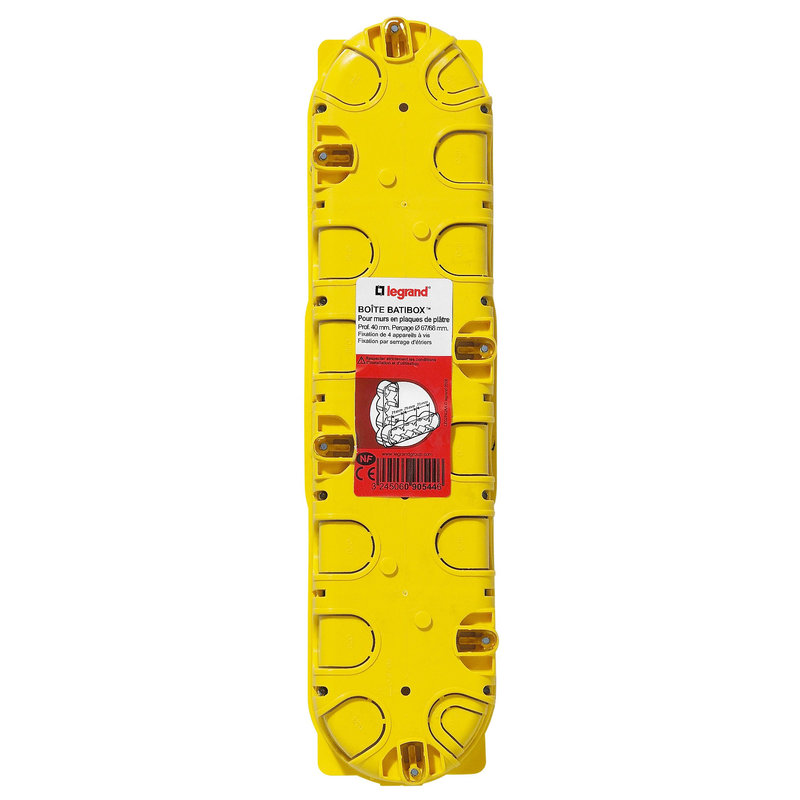 Legrand 090544 - Boîte à encastrer Batibox plaque de plâtre - 4 postes profondeur 40mm