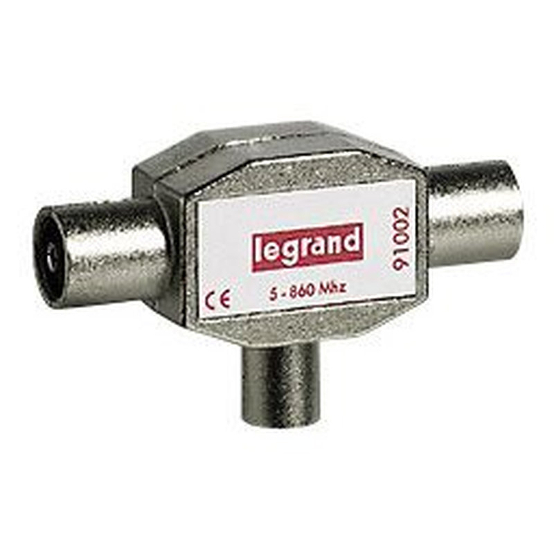 Legrand 091002 - Répartiteur télévision blindé 1 entrée mâle 2 sorties femelles Ø9,52mm