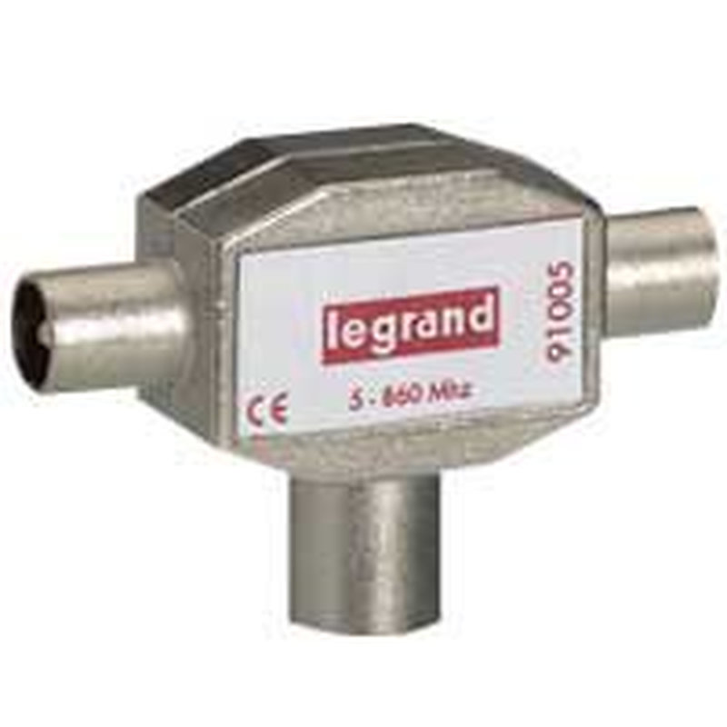 Legrand 091005 - Répartiteur télévision blindé 1 entrée femelle 2 sorties mâles Ø9,52mm