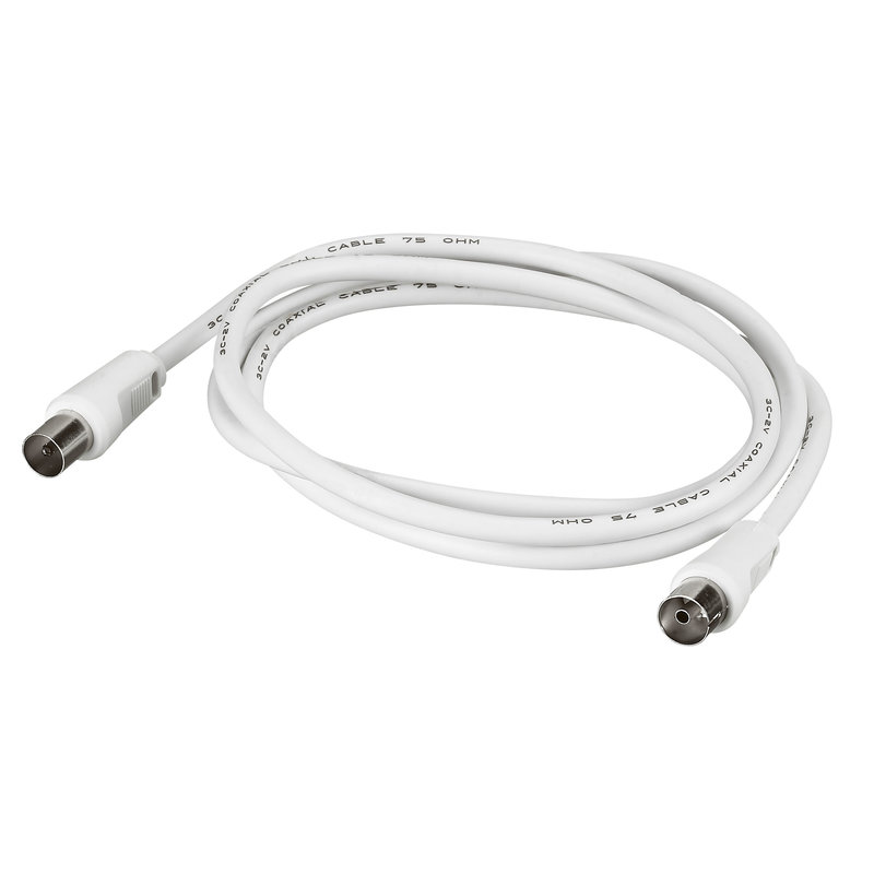 Legrand 091024 - Rallonge télévision 1 fiche femelle et 1 fiche mâle Ø9,52mm - longueur 2m -blanc