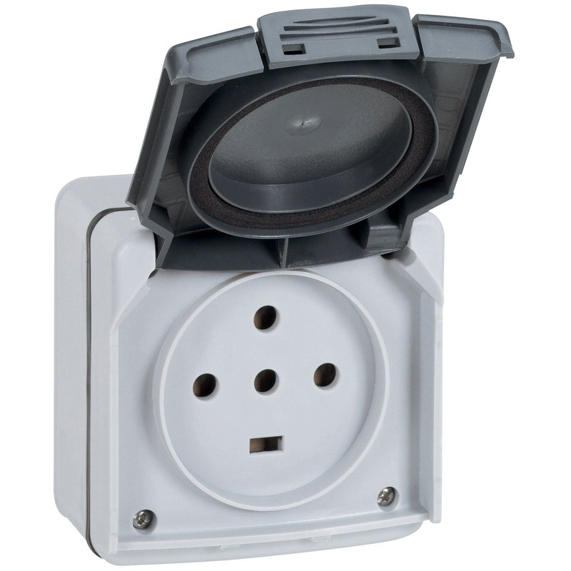 Legrand 091437 - Prise de courant de puissance saillie étanche - 20A - 4 alvéoles - gris