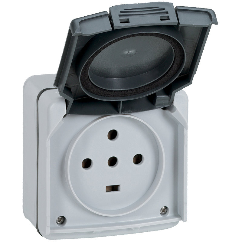 Legrand 091657 - Prise étanche 3P+T+N 20A Plexo complet IP55 saillie - gris