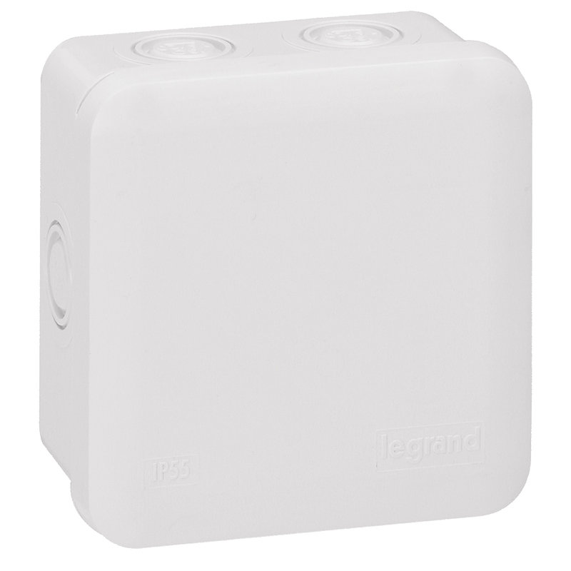 Legrand 092014 - Boîte de dérivation carrée pour presse-étoupe Plexo gris -7 entrées -80x80x45mm