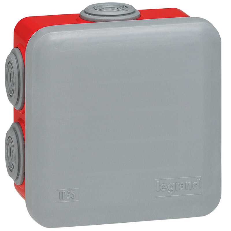 Legrand 092015 - Boîte de dérivation carrée Plexo 80x80x45mm - RAL7037 et RAL3000