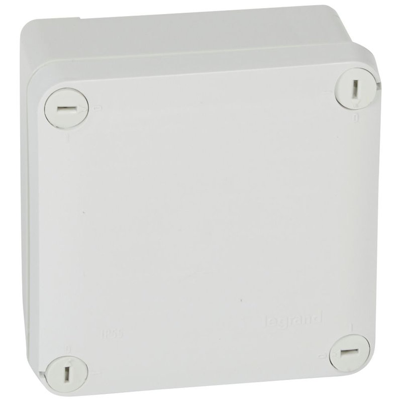 Legrand 092020 - Boîte de dérivation carrée pour presse-étoupe Plexo gris face lisse 105x105x55mm
