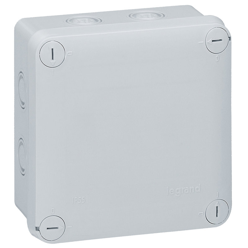 Legrand 092024 - Boîte de dérivation carrée pour presse-étoupe Plexo gris 7 entrées 105x105x55mm