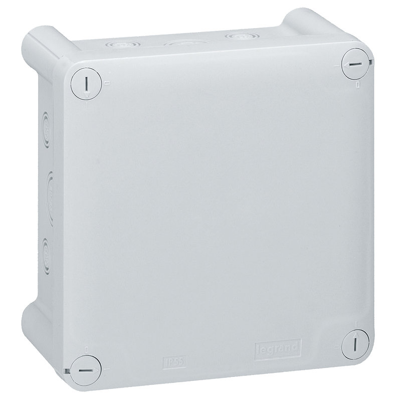 Legrand 092034 - Boîte de dérivation carrée pour presse-étoupe Plexo 130x130x74mm - gris RAL7035