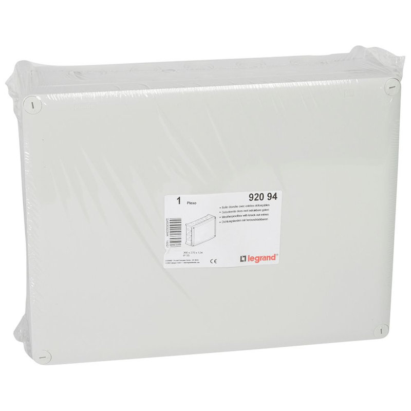 Legrand 092094 - Boîte de dérivation rectangulaire pour presse-étoupe Plexo gris - 360x270x124mm