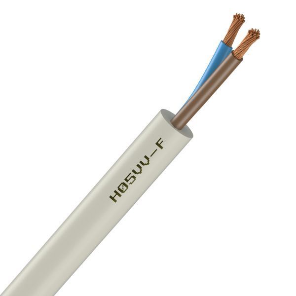 Câble Électrique Souple H05Vv-F Blanc 2X1 mm² - Couronne De 50M