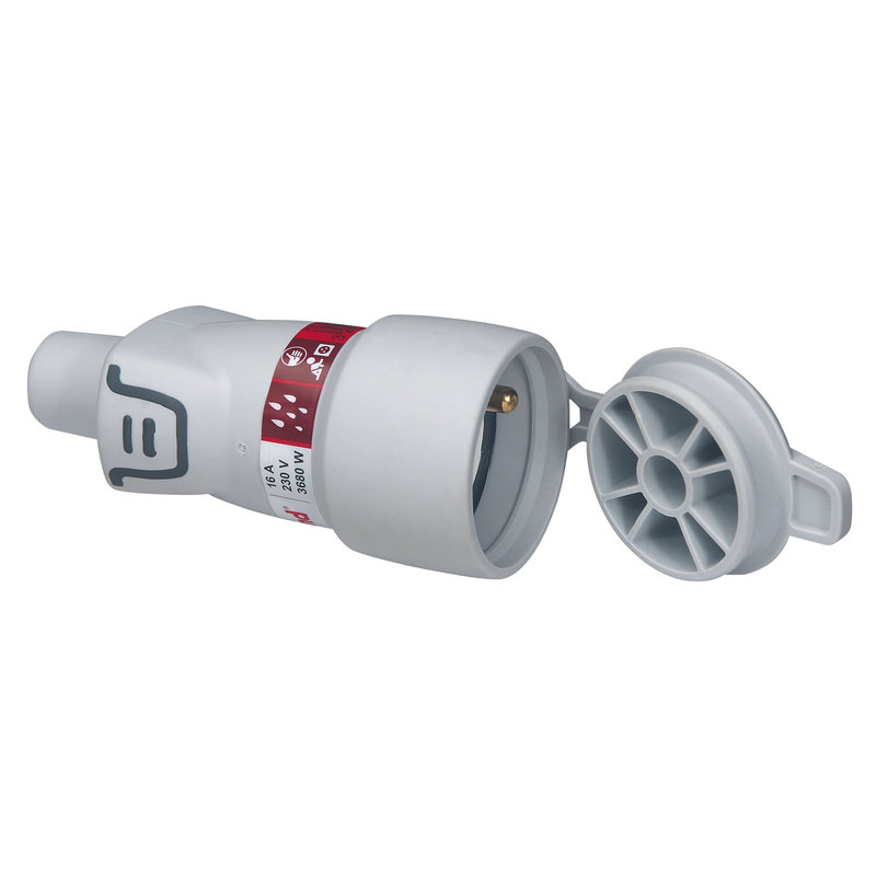Legrand 093829 - Fiche femelle avec terre 16A plastique avec volet de protection Plexo IP44