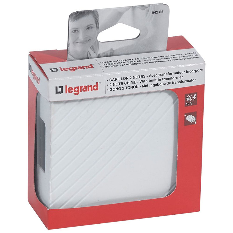 Legrand 094265 - Carillon 2 notes Tempo avec transfo 230V vers 12V intégré - emballage brochable