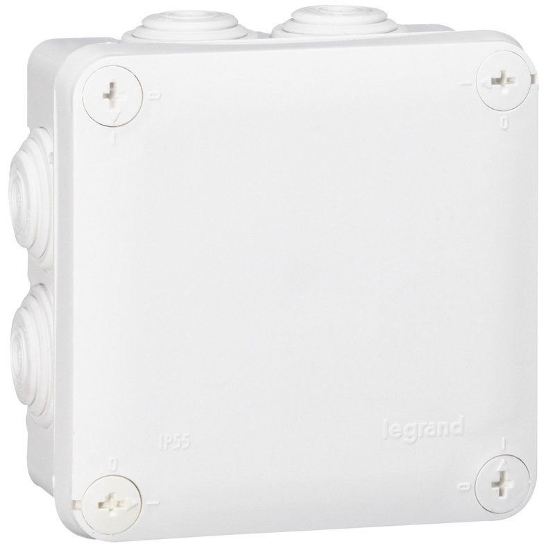 Legrand 094520 - Boîte de dérivation carrée - 105x105x55 mm - fermeture par 1/4 de tour - blanc