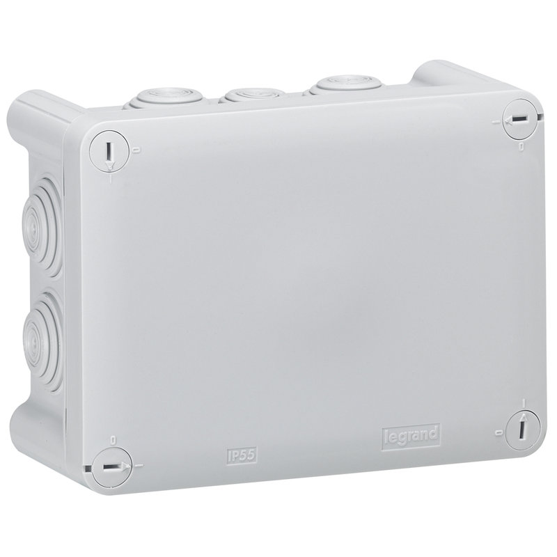 Legrand 094524 - Boîte de dérivation rectangulaire - 155x110x74mm - fermeture 1/4 de tour - gris