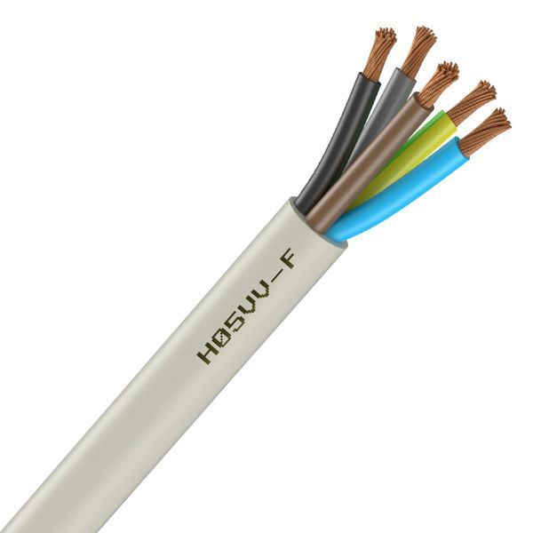 [CAB-1144] Câble Électrique Souple H05Vv-F Blanc 5G1 mm² - Couronne De 50M