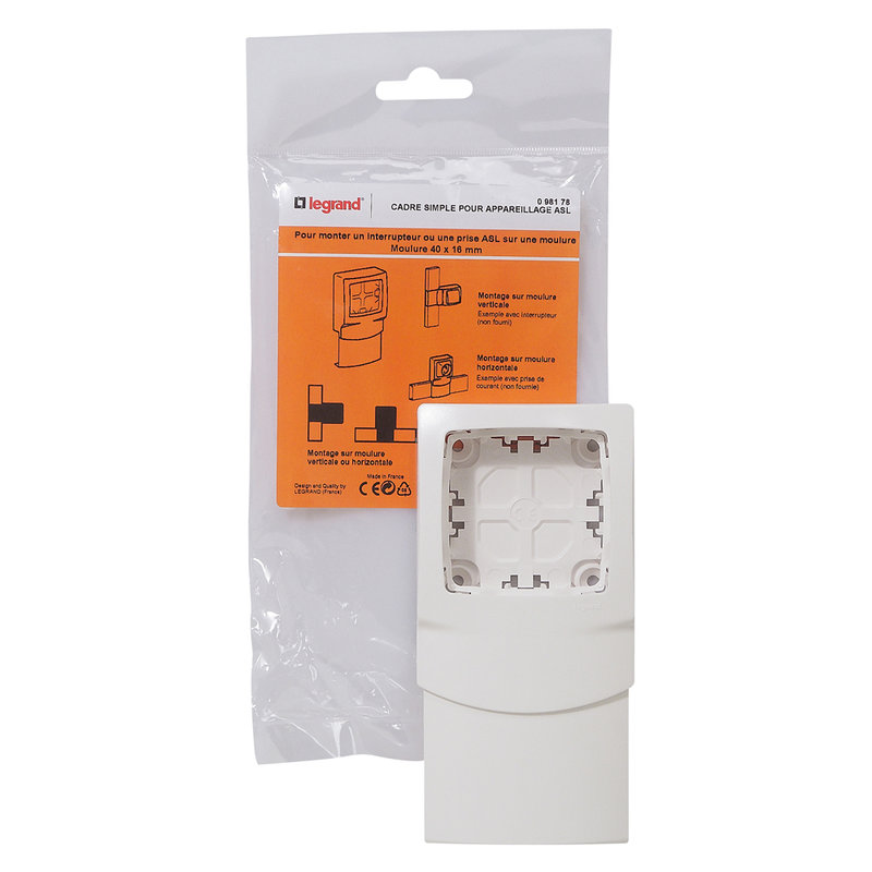 Legrand 098178 - Cadre simple pour appareillage apparent - pour moulures 16mm