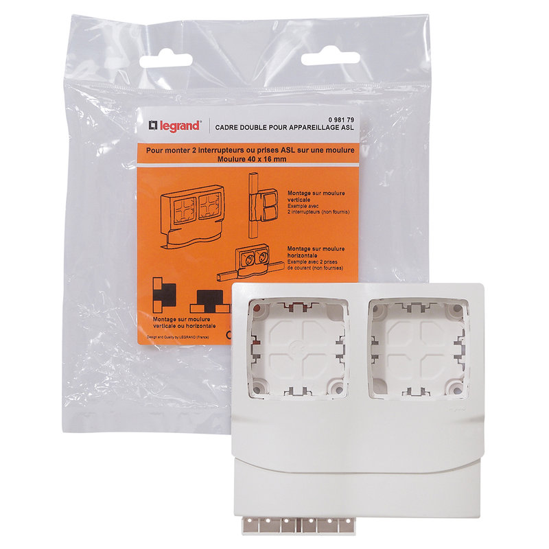 Legrand 098179 - Cadre double pour appareillage apparent - pour moulures 16mm