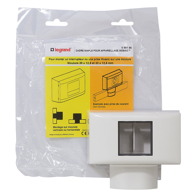 Legrand 098186 - Cadre simple pour appareillage Mosaic - pour moulures 12,5mm