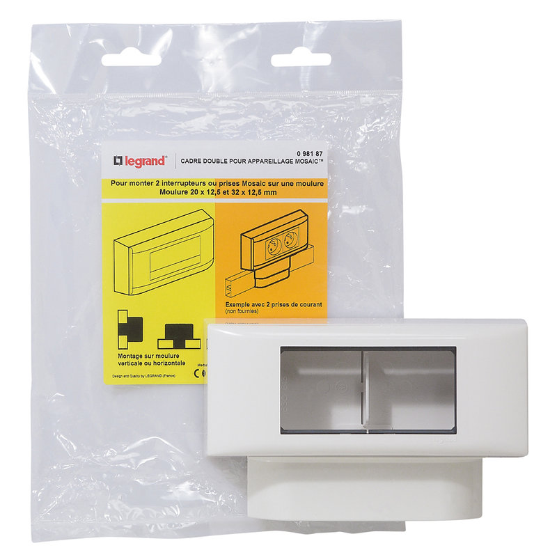Legrand 098187 - Cadre double pour appareillage Mosaic - pour moulures 12,5mm