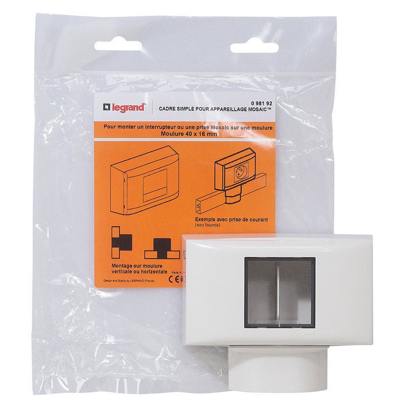 Legrand 098192 - Cadre simple pour appareillage Mosaic - pour moulures 16mm