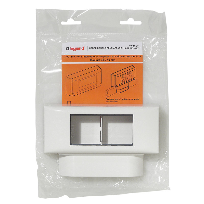 Legrand 098193 - Cadre double pour appareillage Mosaic - pour moulures 16mm