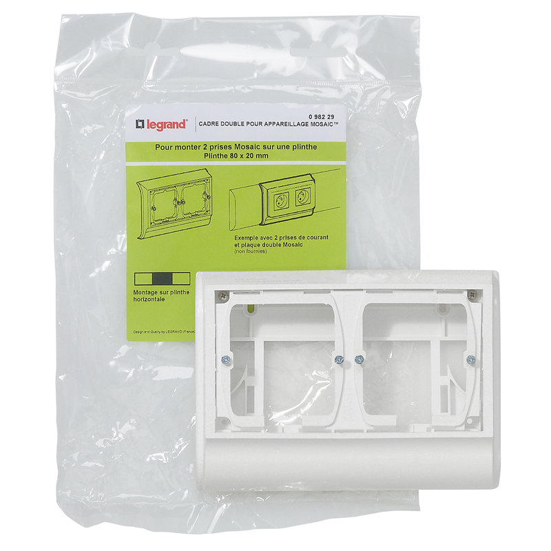 Legrand 098229 - Cadre double pour appareillage Mosaic - pour plinthe 80x20mm