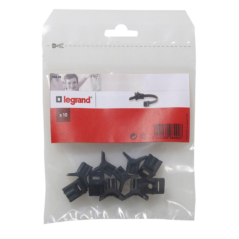 Legrand 098490 - Sachet de 10 embases à visser pour colliers - noir