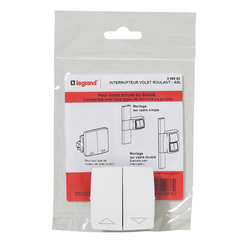 Legrand 098982 - Interrupteur de volets roulants pour moulure Appareillage Saillie - Blanc