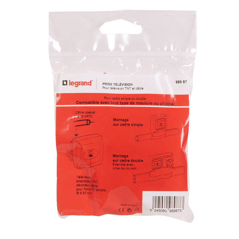 Legrand 098987 - Prise TV pour TNT et câble pour moulure Appareillage Saillie - Blanc